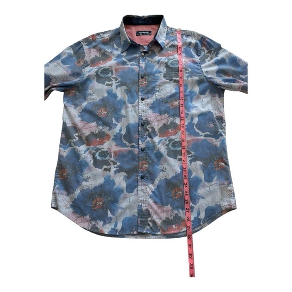 Desigual Shirt Long Sleeves Button Up Floral Striped Print Blue Mens Size XL - Picture 10 of 12